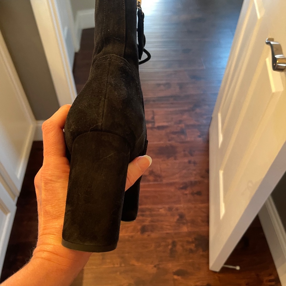 M.Gemi Annata Black Suede High Heeled Boot Lace Up Ankle Booties - Picture 15 of 15